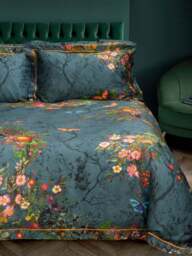 Timorous Beasties Bloomsbury Garden Duvet Cover Set Blue in Teal, Size Superking - thumbnail 1