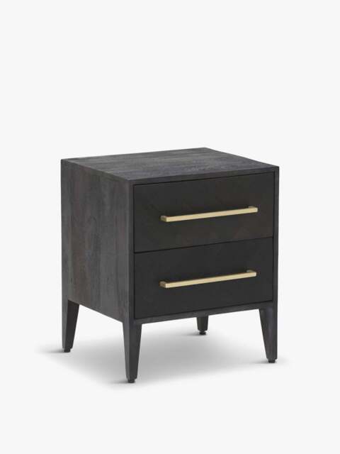 Barker and Stonehouse Onyx 2 Drawer Bedside in Black Wood - image 1