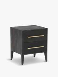 Barker and Stonehouse Onyx 2 Drawer Bedside in Black Wood - thumbnail 1