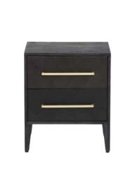 Barker and Stonehouse Onyx 2 Drawer Bedside in Black Wood - thumbnail 2