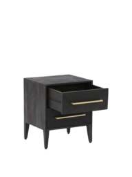 Barker and Stonehouse Onyx 2 Drawer Bedside in Black Wood - thumbnail 3