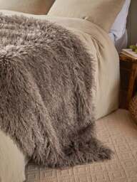 Furn. Rowan Soft-Touch Throw in Mocha - thumbnail 2
