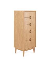 Heal's Amira 5 Drawer Tall Chest in Natural Oak, Size 130x52x45 - thumbnail 2
