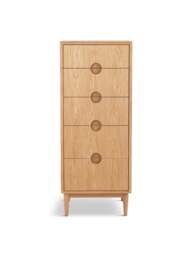 Heal's Amira 5 Drawer Tall Chest in Natural Oak, Size 130x52x45 - thumbnail 1