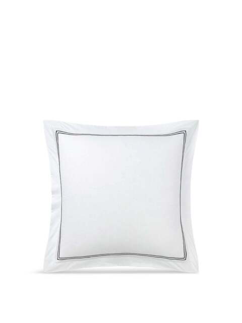 Yves Delorme Duo Marine Oxford Pillowcase in Navy - Marine, Cotton, Size Square
