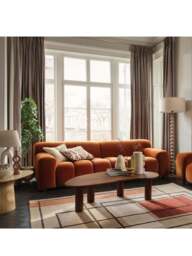 Barker and Stonehouse Lavinia Velvet 3 Seater Sofa in Orange - thumbnail 2