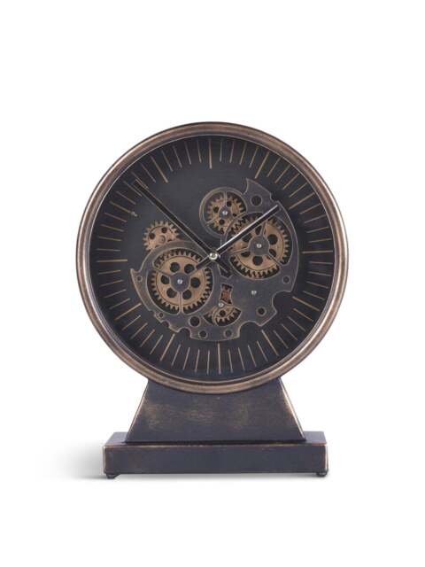 Libra Interiors Palladium Mantel Clock With Moving Dials Black Go in Black Gold, Size 25x10x32.5 - image 1