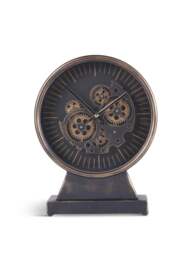 Libra Interiors Palladium Mantel Clock With Moving Dials Black Go in Black Gold, Size 25x10x32.5