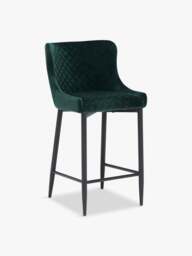 Barker and Stonehouse Rivington Fabric Counter Stool in Dark Green Velvet - thumbnail 1