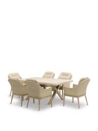 Bramblecrest Monterey Ceramic Rectangle Dining Set With 6 Rattan Vogue Armchairs - thumbnail 1