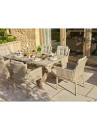 Bramblecrest Monterey Ceramic Rectangle Dining Set With 6 Rattan Vogue Armchairs - thumbnail 3