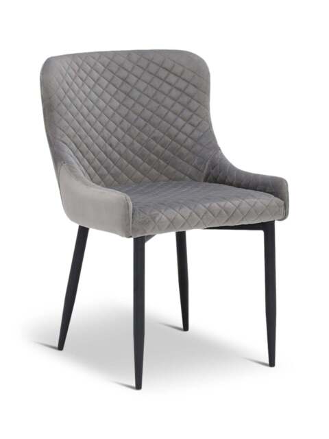 Barker and Stonehouse Rivington Velvet Quilted Dining Chair in Grey - image 1