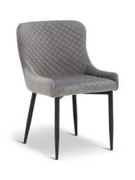 Barker and Stonehouse Rivington Velvet Quilted Dining Chair in Grey - thumbnail 1