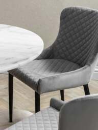 Barker and Stonehouse Rivington Velvet Quilted Dining Chair in Grey - thumbnail 2