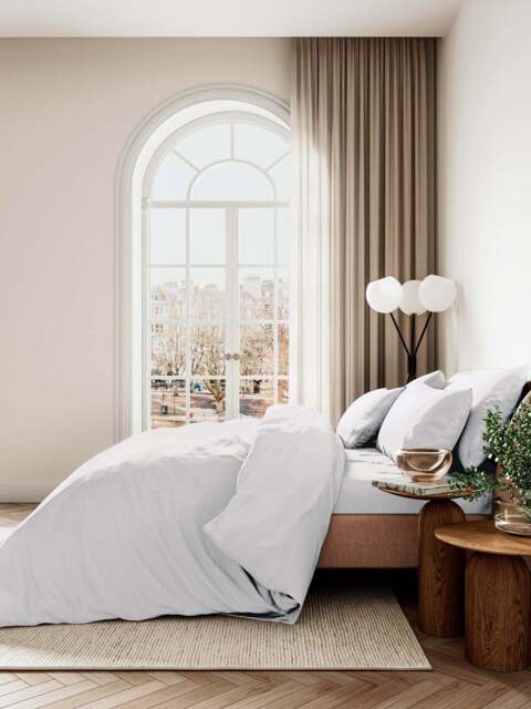 Bedeck of Belfast Fine Linens 400 Thread Count Sateen Plain Dye Cover Set in White, Cotton, Size Double