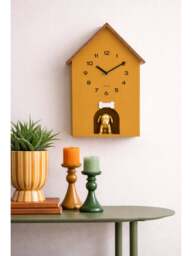 Present Time Dog House Wall Clock Yellow in Ochre Yellow - thumbnail 3