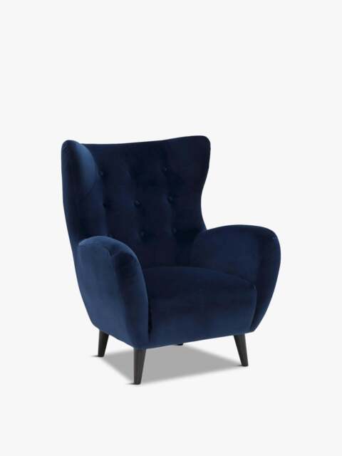 Barker and Stonehouse Delon Velvet Chair, Navy in Blue