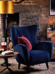 Barker and Stonehouse Delon Velvet Chair, Navy in Blue - thumbnail 2