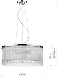 Dar Lighting Japan 3 Light Pendant in Glass, Size 50cm - thumbnail 3
