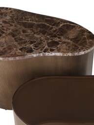 Libra Interiors Cloud Marble & Glass (Set Of 2) Coffee Tables in Brown Emperador/Brown Tint Glass, Size H43xW99xD6 - thumbnail 4