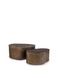 Libra Interiors Cloud Marble & Glass (Set Of 2) Coffee Tables in Brown Emperador/Brown Tint Glass, Size H43xW99xD6