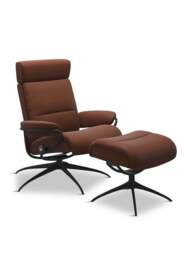 Barker and Stonehouse Tokyo Copper Leather Chair And Footstool, Quickship in Brown, Polyester/Leather