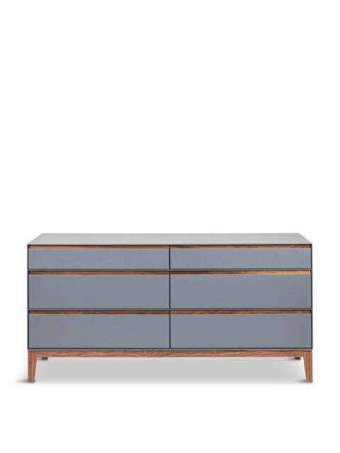 Heal's Lars 6 Drawer Dresser Wide / Walnut in Grey, Size 150x45x73 - image 1