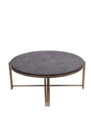 Libra Interiors Dalston Sandblasted Wood And Champagne Frame Coffee Table in Black, Size 40x101x101 - thumbnail 3