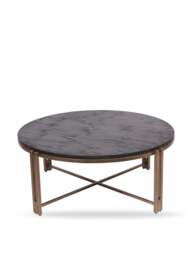 Libra Interiors Dalston Sandblasted Wood And Champagne Frame Coffee Table in Black, Size 40x101x101 - thumbnail 1