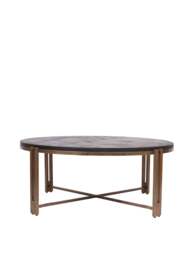 Libra Interiors Dalston Sandblasted Wood And Champagne Frame Coffee Table in Black, Size 40x101x101 - thumbnail 4