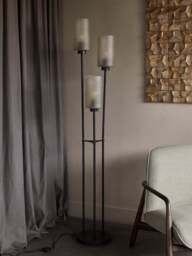 Libra Interiors Trivia 3 Light Floor Glass Lamp in black - thumbnail 2