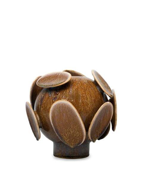 Libra Interiors Jupiter Reactive Glaze Round Vase Brown - image 1