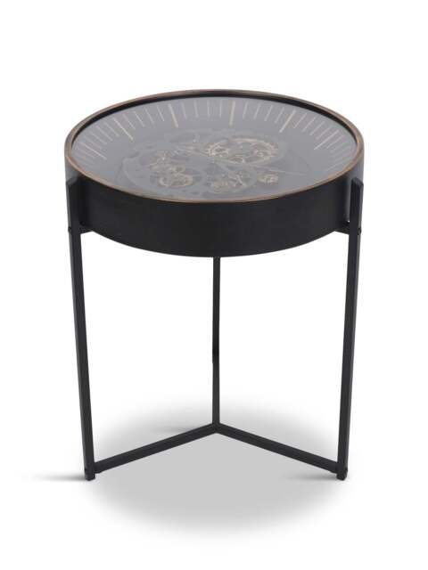 Libra Interiors Palladium Side Table With Moving Dials in Black Gold, Size 49x49x57 - image 1