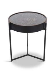 Libra Interiors Palladium Side Table With Moving Dials in Black Gold, Size 49x49x57