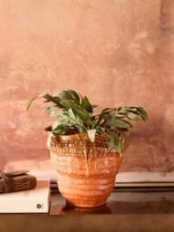 Libra Interiors Ibiza Reactive Glaze Planter Large Orange - thumbnail 3