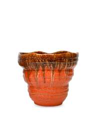 Libra Interiors Ibiza Reactive Glaze Planter Large Orange - thumbnail 1