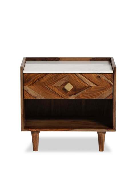 Barker and Stonehouse Vida Marble And Wood Bedside Table in Neutral - image 1
