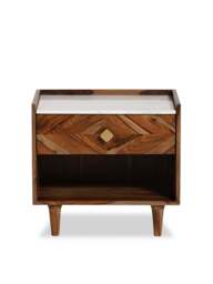 Barker and Stonehouse Vida Marble And Wood Bedside Table in Neutral - thumbnail 1
