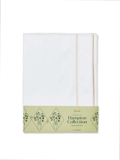Fenwick at Home Hampton Duvet Cover White in White/Beige, Cotton, Size Superking