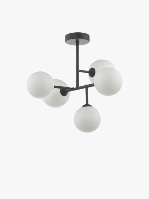 Dar Lighting Euan 5 Light Semi Flush Light in Matt Black - image 1