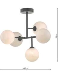 Dar Lighting Euan 5 Light Semi Flush Light in Matt Black - thumbnail 3