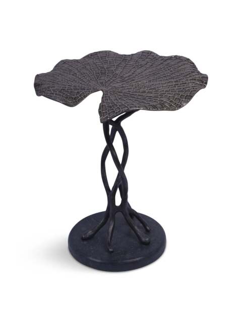Libra Interiors Lily Pad Leaf Side Table In Cast Aluminium in Gold, Size 45x40x40 - image 1