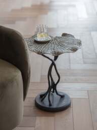 Libra Interiors Lily Pad Leaf Side Table In Cast Aluminium in Gold, Size 45x40x40 - thumbnail 2