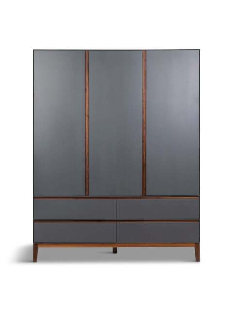 Heal's Lars Triple Wardrobe / Walnut in Grey, Size 150x60x190 - image 1
