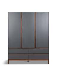 Heal's Lars Triple Wardrobe / Walnut in Grey, Size 150x60x190