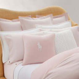 Ralph Lauren Home Oxford Pillowcase Pink in Rosette, Cotton/Linen, Size Standard - thumbnail 2