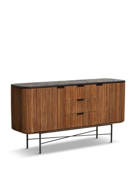 Barker and Stonehouse Trinidad Fluted Reclaimed Teak Wood Sideboard, in Brown, Size 160cm - image 1