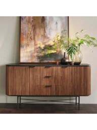 Barker and Stonehouse Trinidad Fluted Reclaimed Teak Wood Sideboard, in Brown, Size 160cm - thumbnail 2