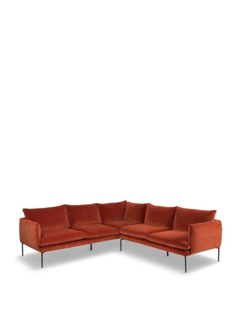 Heal's Matera Corner Sofa Nobilis Velvet Rust in Red, Size 240x240x82