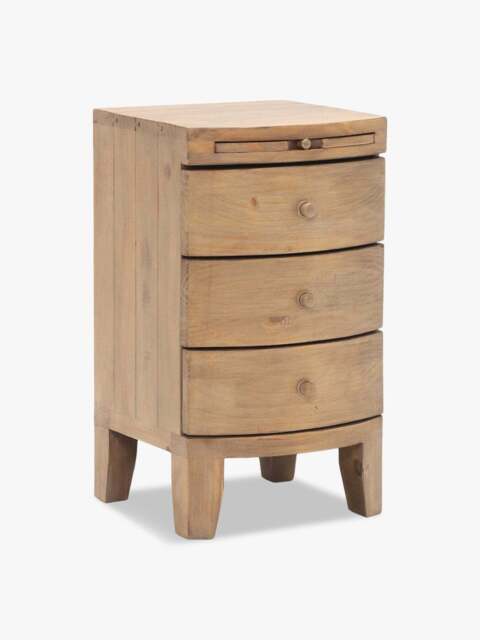 Barker and Stonehouse Lewes Reclaimed Wood 3 Drawer Bedside, Wheat in Neutral - image 1